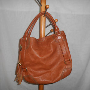 Leather Shoulder Bag in Cognac Brown